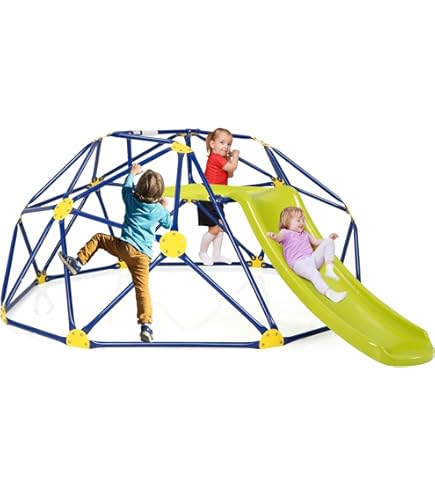 GOPLUS 2-in-1 klimspeelgoed met verstelbare glijbaan, driehoekige klimladder van hout, veiligheidsleuningen, klimwand voor binnen en buiten, voor thuis en op de kleuterschool (veelkleurig