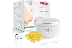 Yoffee Instant Nose Wax - Elektryczny Podgrzewacz Wosku do Usuwania Włosów z Nosa i Brwi - 50g Naturalnego Wosku Pszczelego 6 Plastikowych Aplikatorów, USB Typu C - Szybkie Podgrzewanie,Łatwy w Użyciu