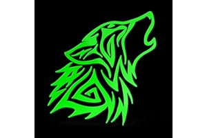 ERREINGE Sticker LUPO TRIBALE VERDE FLUO DX Adesivo prespaziato in PVC per Decalcomania Parete Murale Auto Moto Casco Camper Laptop - cm 12