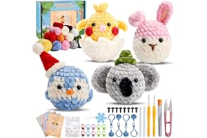 LORDISE Beginners Crochet Kit, Crochet Kits for Beginners Adults and Kids, Complete Crochet Animal Kit to Make 4PCS Animals, Gift for Birthdays,Christmas with Step-by-Step Video Tutorial