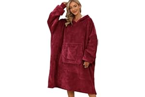 Svanco Couverture Sweat à Capuche Femme Oversize Longue Sherpa Peluche Grande Poche Frontale Hoodie aux Adultes, Hommes, Femmes, Adolescents Super Doux, Chaud et Confortable