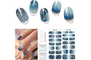 UBAXQURU Autocollant Ongle Gel UV - 28pcs Vernis Autocollant Nail Stickers Auto-adhésifs Ongles en Gel UV Semi Durci Art Qualité Salon Longue Durée Pour Femmes Filles Nail Designs