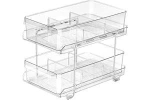 NOSTHEART Organizer Sottolavello 2 Livelli Chiaro Scorrevole Scaffale Portaoggetti Porta detersivi Ripiani Salvaspazio Cucina Bagno Armadio Cosmetici Spezie