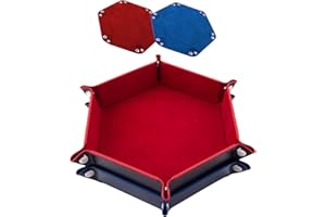 SIQUK 2 Pezzi Tavola Dadi PU e Velluto Vassoio per Dadi Pieghevole per DND RGP Giochi da Tavolo (Rosso e Blu Reale)