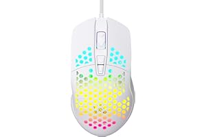 Dierya Falcon Gaming Mouse, 16000 DPI Optical Sensor, Ultra-Lightweight Honeycomb Mouse, RGB Wired Gaming Mice with 7 Buttons Programmable Driver for Windows PC Gamer Designer (White)