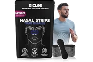 DICLOS PACK 60 TIRAS NASALES Deportivas. Nasal Strips. Tiras Nasales Antirronquidos para Dormir .Breathe Right. Respirar Mejor por la Nariz. Nasal Strips. Tiritas Nariz respirar. No mas Ronquidos.