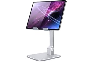 Luxtude Heavy Duty Aluminum iPad Stand for Desk, Height & Angle Adjustable iPad Pro Stand, Desktop Tablet Stand Holder Compatible with iPad Pro 12.9, Air Mini, iPhone, Samsung, More 4-13.5 in Devices