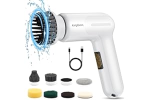 KUNGFUREN Brosse Rotative Nettoyage Electrique Carrelage: 25kg de Couple Élevé - Étanche IPX7-Électrique Cleaning Brush Rechargeable sans Fil avec 7 Têtes de Brosse Interchangeables - Brosse Nettoyage Efficace