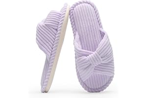Chantomoo Pantofole da Donna in Memory Foam per la Casa Camera da Letto Bagno spa Matrimonio Viaggio Ospedale Open Toe Velluto a Coste Pantofole Antiscivolo Accoglienti Confortevoli