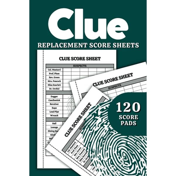 Clue Cluedo Board Game Refill Sheets, Replacement Score Sheet ...