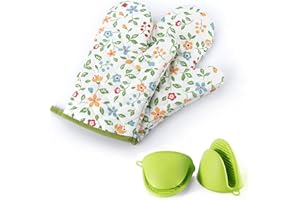 AOIBEELY Guanti da forno, guanti da forno, guanti da cucina, in silicone, resistenti al calore, antiscivolo, resistenti al calore, lavabili