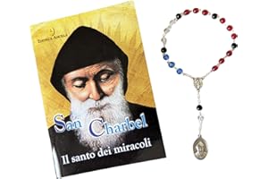 OVUNQUE PROTEGGIMI Rosario di San Charbel Con Madonna Miracolosa, Artigianale in Grani Colorati Con Opuscolo e Preghiera