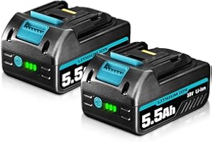 Dasnite 2X 5.5Ah BL1850B Li-ion Batteries Replacement for Makita 18V Battery Compatible with Makita Battery 18V BL1850B BL1860B BL1840 BL1845 BL1840B BL1830 BL1835 BL1820 BL1815 LXT-400