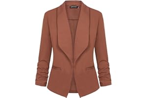MINTLIMIT Womens Casual 3/4 Sleeve Open Front Blazer Pockets Work Suit Office Jacket
