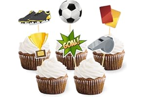 MOITKPTT 24 Stück Fussball Cupcake Topper, EM 2024 Tortendeko Fussball, Soccer Sport Tortenaufleger für Europameisterschaft 2024 Deko, Fussball Geburtstag Deko, Kinder Party, Tortendeko Geburtstag Junge