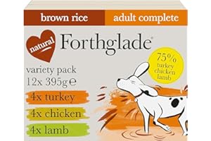 Forthglade Wet Dog Food Variety Pack (12 x 395g Trays) - Wholegrain & Hypoallergenic Dog Food with Turkey, Lamb and Chicken with Brown Rice, Adult Stomach Sensitive Meals with Natural Ingredients
