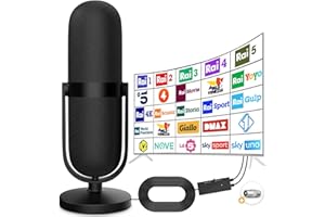 HOCENT Antenna TV Interna Portatile per Smart TV 4K HD/1080P/VHF/UHF, Ricezione Segnali entro 480+ Miglia Long Range Reception con Cavo Coassiale da 5M - 2024 Upgrade Tecnologia Digitale Terrestre