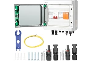 Jadeshay Scatola Combinata Fotovoltaica,2 Stringhe Solar PV Combiner Box Scatola Collegamento Solare con 32A Interruttore,15A Fusibili,40KA Scaricatore di Sovratensione per Pannelli Solari Sistemi