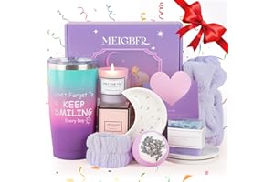 MEIGBFR Lavender Pamper Gifts for Women Birthday, Unique Self Care Package Relaxation Spa Bath Set for Her, Wellbeing Get Well Soon Gifts for Women, Ladies Birthday Hampers Gifts for Mum, Friend, Sister, Wife