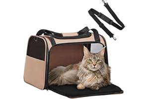 Petsfit Pudełko Transportowe dla Małych Psów i Kotów, Lekka Torba z Paskiem Ochronnym i Matą, Możliwość Rozszerzenia