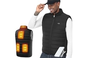 LABCOOL Gilet Chauffant Homme Femme - Veste Chauffante avec Chauffage 6 Zones et 3 Niveaux - Alimentation USB avec Powerbank 10000mAh - Lavable en Machine