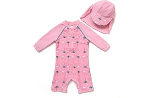 BONVERANO Bañador de una Pieza de Manga Larga para bebé niña protección UV 50+ One Zip