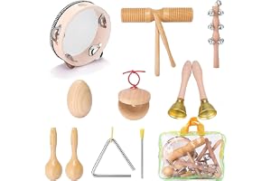Children Hand Percussion Musical Kit,Montessori Wooden Musical Percussion Instruments Set for 1 to 8 Toddlers,Baby Sensory Educational Toys,Children Preschool Educational Early Learning Birthday Gifts