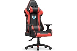 Racingreat Gaming Chair, Office Chair, Computer Chair, Sturdy PC Swivel Chair, Ergonomic Design with Cushion and Reclining Backrest (Black/Red)