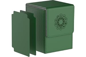 Pulchra Estuche para TCG, Magnetic Flip Box con 2 Divider, Tamaño Grande para 100+ Cartas, Deck Box - Dado Diseño (Elemental Design, Verde)