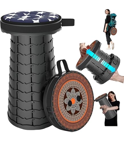 ALEVMOOM Upgrade draagbare telescopische kruk, verstelbare klapkruk met dik kussen, draagbare klapkruk voor outdoor, camping, tuin, vissen, BBQ, lichte campingkruk, maximale draaglast 360 kg ALEVMOOM Upgrade draagbare telescopische kruk, verstelbare klapkruk met dik kussen, draagbare klapkruk voor outdoor, camping, tuin, vissen, BBQ, lichte campingkruk, maximale draaglast 360 kg