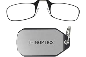 ThinOptics Okulary Do Czytania Czarne Ramki Z Etui Na Brelok - Unisex Mężczyźni Kobiety - Kompaktowe, Składane I Lekkie Okulary Do Czytania Z Technologią Flex-Fit