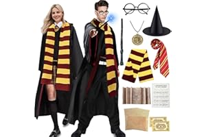 CULTURE PARTY Girls Boys Halloween Costume for Kids, Wizard Fancy Dress Cloak Robe Halloween Costume for Kids with Accessories