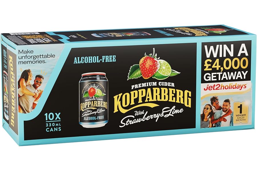 Kopparberg Premium Alcohol Free Cider Strawberry and Lime, 10 x 330ml