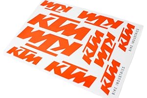 BISOMO 10 adesivi KTM Bike Industries Logo su foglio 17,2 x 24,8 cm, colore arancione, bicicletta, e-bike