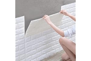 foeverme 10 pezzi di pannelli 3D carta parati autoadesiva in mattoni, DIY carta in mattoni pietra schiuma PE impermeabile soggiorno (35 x 38,5 x 0,5 cm)