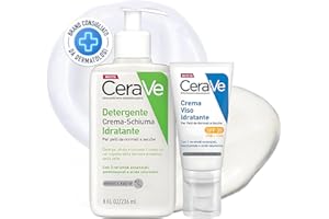 CeraVe Kit Skincare Viso Detergente Schiuma, Per Pelli da Normali a Secche, Con 3 Ceramidi, 236 ml + Crema Idratante SPF 30, 52 ml