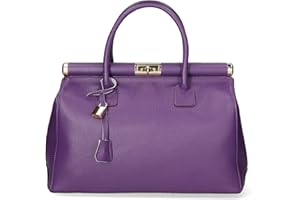 Gave Lux Damska podwójna komora ręczna z wyjmowanym paskiem na ramię. włoski produkt rzemieślniczy z prawdziwej skóry dolara. Made in Italy PARENT, D45_fioletowy