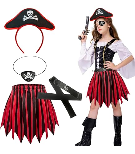 Kinderkostüm Schatzinselpirat – Komplett-Set Mit Hut, Augenklappe & Mehr Für Fasching & Mottopartys (Gr. 140)
