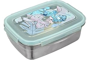 SCOOLI Undercover - Fiambrera Disney Stitch con cierre de goma - de acero inoxidable - 550 ml de capacidad - sandwichera escolar - fiambrera para niños - fiambrera