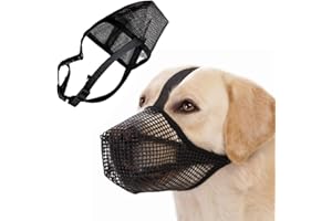 Bzzerumy Bozal para Perros M - Bozal para Perros Medianos - Bozal de Malla - Correa de Hocico para Perros - Bozal para Mascotas - Negro