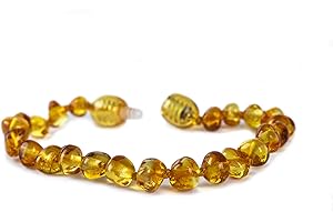 Baby J's - Coloured Bracelet/Anklet - Premium Amber Bracelet - Handcrafted with 100% Baltic Amber - Fitted with a Safety Screw Clasp - Knotted to Prevent Scattering