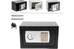 Royalswill Small Digital Safe, High Security Home Safe Steel Construction, Fireproof Electronic Password Cabinet with Code & Key for Home, Value Safes Extra Security, 23x17x17cm(LxWxD), Black