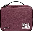 amazon basics Travel Organiser for Electronic Accessories, Flexible Padded Dividers, Waterproof, Foam Padding, For Cables, Chargers, Hard Disk, Power Bank (Maroon)