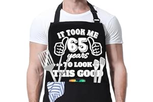 JOUWUI 40th 50th 60th 65th 70th 75th Birthday Gift for Men, Cooking Grilling BBQ Chef Aprons With 3 Pockets, Kitchen Gift