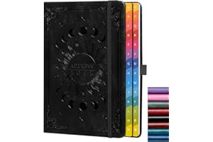 HWXBEN Rubrica con schede alfabetiche colorate (21,3 x 14,5 cm) – Organizzatore di contatti con copertina rigida per password di siti web, telefono, licenze software e informazioni importanti – Nero