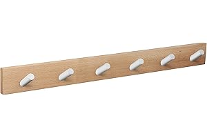 POMOLINE PERCHA pared madera diseño moderno NÓRDICO escandinavo HAYA-BLANCO con 6 GANCHOS inclinados madera