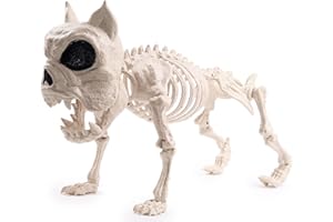 JOYIN 16” Halloween Poseable Puppy Skeleton Pose-N-Stay Plastic Dog Bones for Halloween Indoor Outdoor Decor Spooky Scene Party Favors Decor