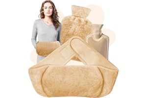 GIGMETA Cintura per bottiglia dell'acqua calda 3 in 1, 1,2 l, con rivestimento, in gomma per alleviare il dolore, per collo, spalle, schiena, vita, dolori di regolazione, per bambini, adulti, anziani, donne