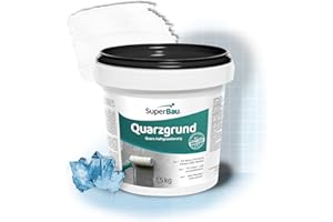 SuperBau Quarzgrund (1,5kg ca.5m²) Weiß, Haftgrund Fliese auf Fliese, Grundierung für Putz, Beton, Holz, OSB-Platten, Haftgrundierung mit Quarzsand für Außen & Innen