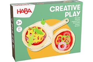 HABA Creative Play Pizza-Spielset – Pizzaboden, Salamischeiben & Pizzaschieber für Kinder ab 3 Jahren – Kreatives Rollenspiel und Kaufladen-Zubehör für die Kinderküche – 2012081001